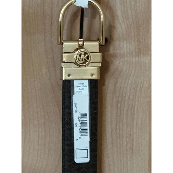 Michael Kors Women\'s Brown Monogram Twist Reversible Leather Belt Small NWT main image 6